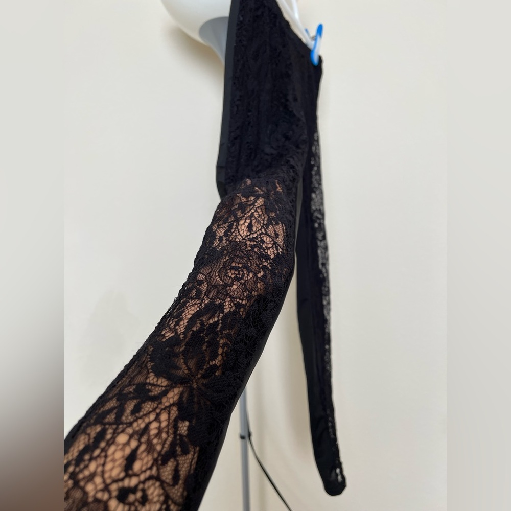 Slim Effect: Lace Legging - Half Solid Black & Ha… - image 7